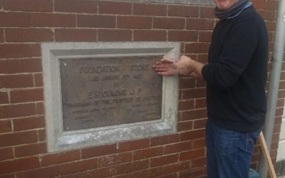 Colyton Chamber of Feoffees replaces worn Foundation Stone on Town Hall façade